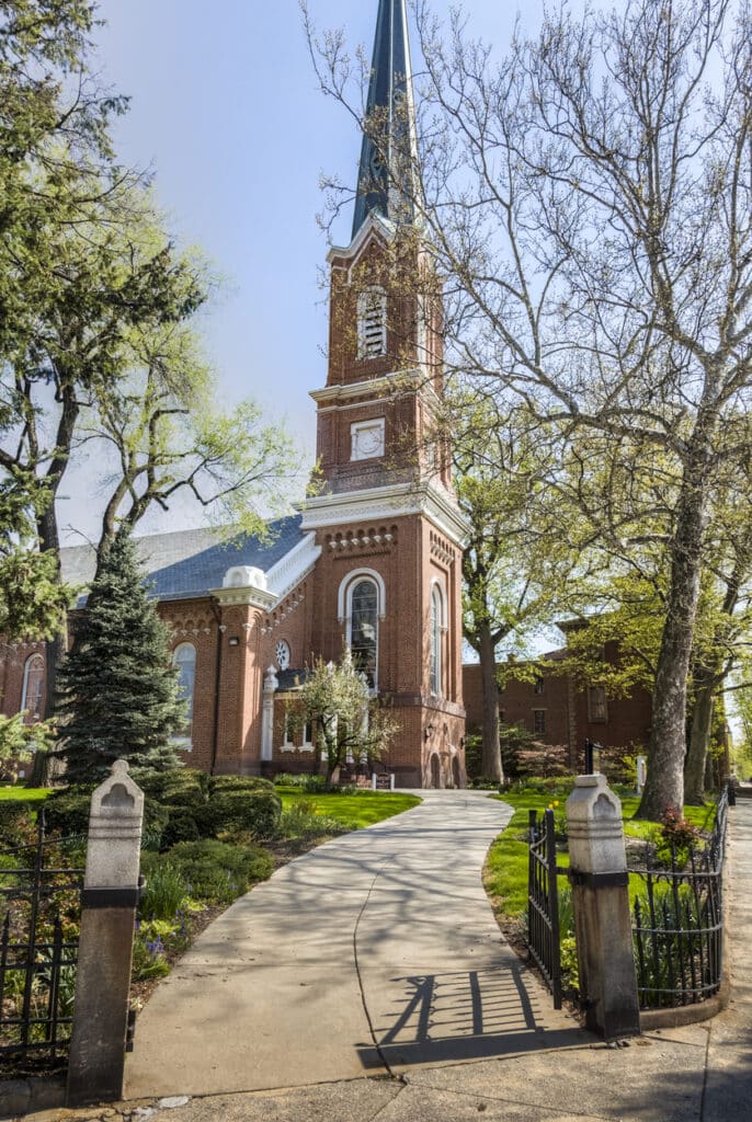 Church Yard Curving Pathway with Shadows