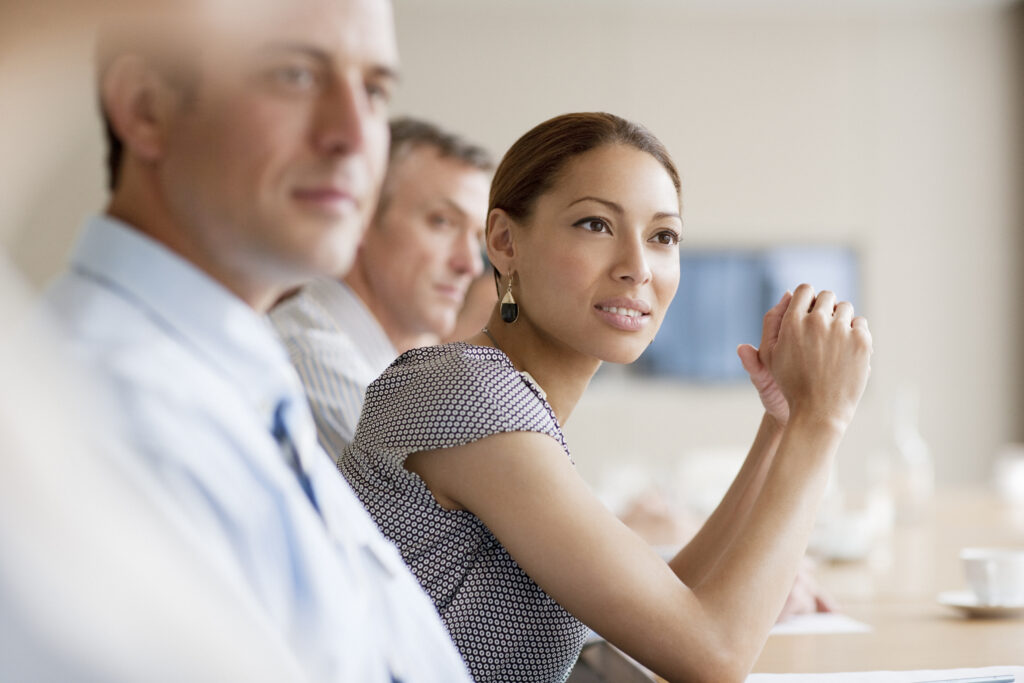 Business people listening in meeting